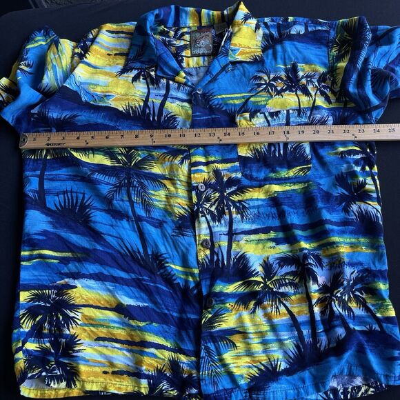 Pineapple Connection Mens Hawaiian Shirt Medium Button Up Rayon Multicolor Camp - Picture 5 of 7